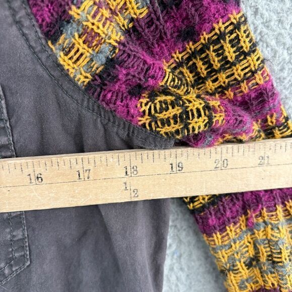 Free People We The Free Boho button down Shirt Mixed Media Sweater Sleeves Small - Picture 8 of 13